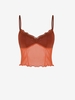 Haut Corset en Maille Transparent sans Manche S Rouge