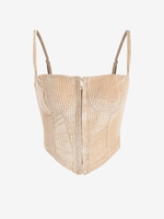 Haut Corset en Velours Au Crochet en Avant M Café lumière