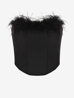 Haut Corset sans Bretelle Embelli de Plume L Noir