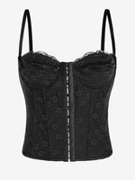 Haut Corset Style Lingerie en Dentelle à Armature S Noir