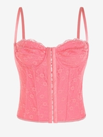 Haut Corset Style Lingerie en Dentelle à Armature Xs Rose léger