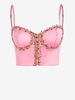 Haut Court à Bretelles Ajustables à Applique Floral L Rose clair