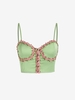 Haut Court à Bretelles Ajustables à Applique Floral M Vert