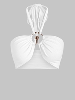 Haut Court Anneau en O à Col Halter Xl Blanc