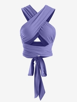 Haut Court Bandage Enveloppé Noué Au Dos Croisé Taille unique Bleu