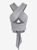 Haut Court Bandage Enveloppé Noué Au Dos Croisé Taille unique Gris