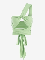 Haut Court Bandage Enveloppé Noué Au Dos Croisé Taille unique Vert