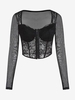Haut Court Bandage Style de Corset Lingerie Tube en Dentelle Transparente S Noir