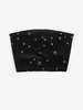 Haut Court Bandeau Etoile Doré à Lacets en Velours S Noir