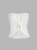 Haut Court Bandeau Plissé Tricoté Motif à Carreaux Taille unique Blanc