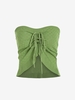 Haut Court Bandeau Plissé Tricoté Motif à Carreaux Taille unique Vert