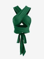 Haut Court Enveloppé Noué Au Dos Croisé Taille unique Vert clair