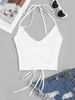 Haut Court Ouvert en Arrière en Jersey à Lacets à Col Halter M Blanc