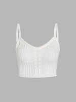 Haut Court sans Manches en Tricot en Couleur Unie Taille unique Blanc