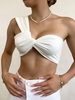 Haut Court Tordu à Une Epaule Xl Blanc