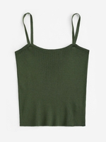 Haut de Base Ajusté en Tricot Taille unique Vert profond