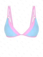 Haut de Bikini à Double Bretelle Anneau en O M Bleu clair