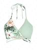 Haut de Bikini à Imprimé Fleurs et Feuilles L Vert