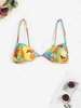 Haut de Bikini à Imprimé Papillon en Blocs de Couleurs S