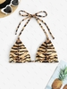 Haut de Bikini à Imprimé Tigre M Café