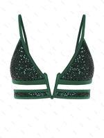 Haut de Bikini à Paillettes à Armature en V S Vert profond