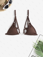 Haut de Bikini Anneau en O S Café profond