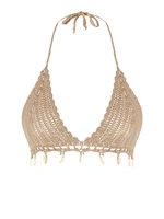 Haut de Bikini Au Crochet Coquille à Frange à Col Halter L Café lumière