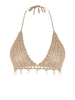 Haut de Bikini Au Crochet Coquille à Frange à Col Halter M Café lumière