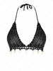 Haut de Bikini Au Crochet Coquille à Frange à Col Halter S Noir