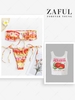 Haut de Bikini Bandeau et Débardeur Court Côtelé Teinté à Imprimé Lettre Taille unique Orange