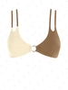 Haut de Bikini Bicolore Anneau en O M Café
