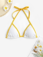 Haut de Bikini Contrasté en Tricot M Blanc