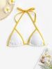 Haut de Bikini Contrasté en Tricot S Blanc