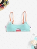Haut de Bikini Côtelé à Bretelle Contrastée S Vert