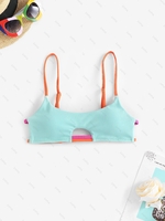 Haut de Bikini Côtelé à Bretelle Contrastée S Vert