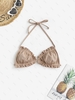 Haut de Bikini Côtelé à Col Halter S Café lumière