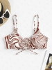 Haut de Bikini Côtelé à Imprimé Abstrait à Lacets M Café