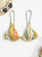 Haut de Bikini Côtelé à Imprimé Ethnique à Armature S