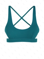 Haut de Bikini Côtelé Croisé Découpé Bicolore L Bleu