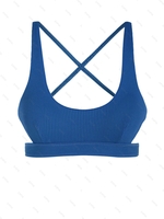 Haut de Bikini Côtelé Croisé Découpé Bicolore S Bleu profond