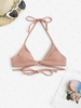 Haut de Bikini Côtelé Croisé en Couleur Unie M Orange clair
