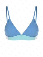 Haut de Bikini Côtelé en Blocs de Couleurs Triangulaire S Bleu