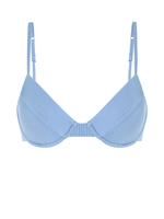 Haut de Bikini Côtelé Métallique à Armature S Bleu clair