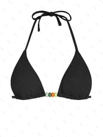 Haut de Bikini Côtelé Perlé M Noir