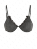 Haut de Bikini Métallique à Ourlet en Dentelle S Noir