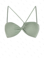 Haut de Bikini Métallisé à Une Epaule L Vert