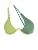Haut de Bikini Plissé en Blocs de Couleurs à Une Epaule M Vert