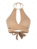 Haut de Bikini Rayé Enveloppé M Café