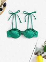 Haut de Bikini Rembourré à Bretelle en Satin S Vert