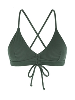 Haut de Bikini Texturé à Lacets M Vert profond